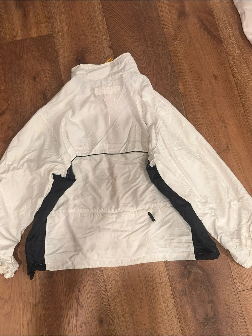 Tommy Hilfiger White and Black Zip-Up Windbreaker Jacket